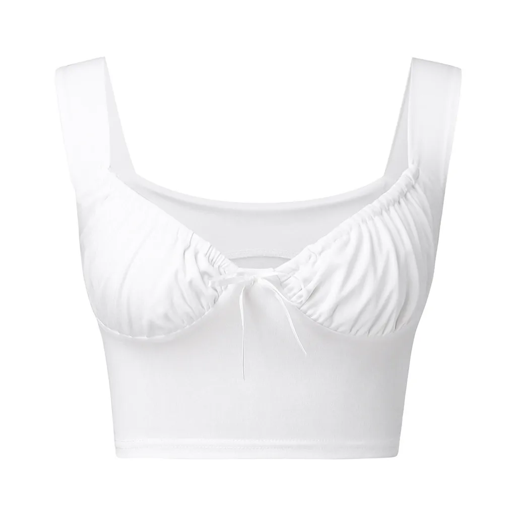 Женский пикантный укороченный топ с V-образным вырезом без рукавов и бантом на