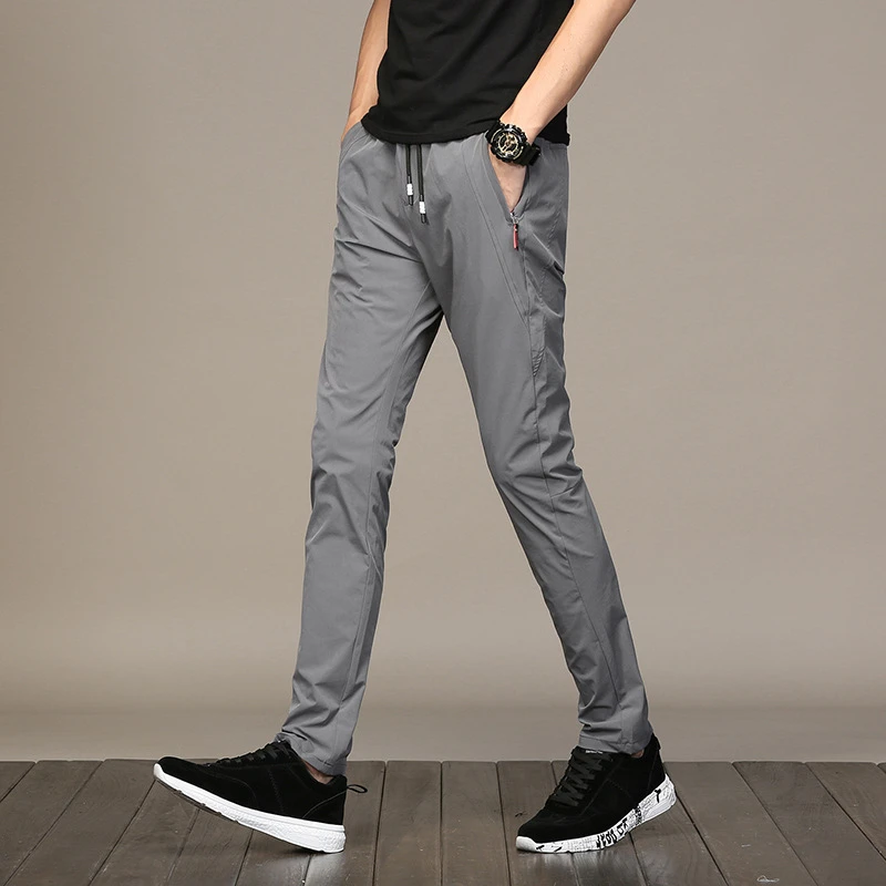 DIMI  Casual Trousers Male Gray Black Fashion Men Pants Slim Fit Spring Summer High Quality Business Flat Classic Full Length