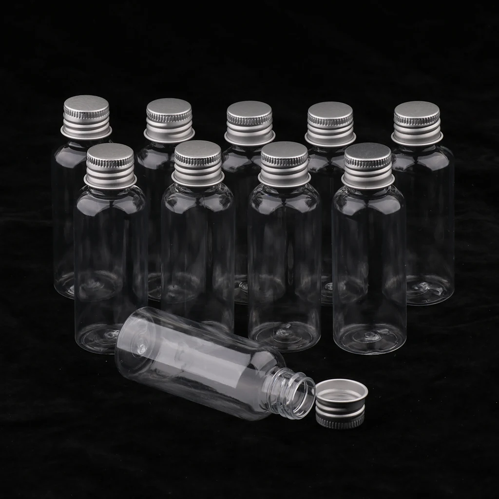 

10 Pieces 50 Ml/1.76 Oz Clear Plastic Travel Bottles with Lid - Leakproof -