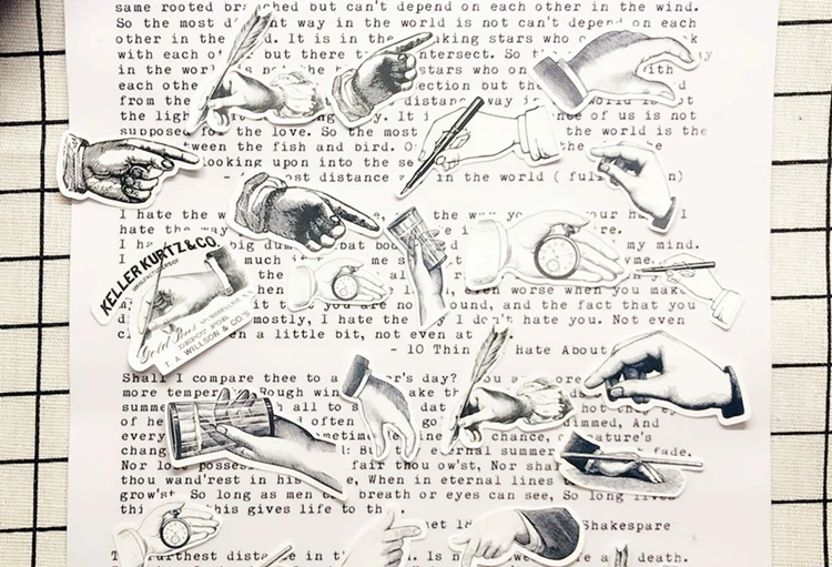22 шт./компл. Ретро винтажный черно белый дамский ручной бумажный стикер набор для