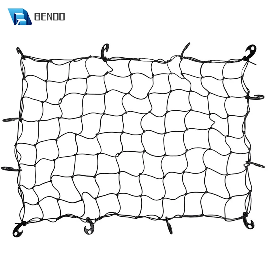 Тяжелая Сетка для груза BENOO 3 'x 4', сетчатая сетка для багажника на крышу с 12 крючками из АБС-пластика для путешествий на крыше пикапа, кровати, внедорожника - изображение