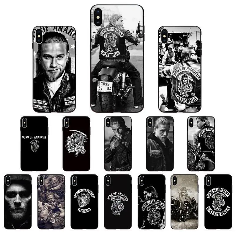 FHNBLJ American TV Sons of Anarchy Black TPU Soft Phone Case Cover for iPhone 11 pro XS MAX 8 7 6 6S Plus X 5 5S SE XR SE2020