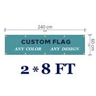 Индивидуальный флаг 2x8 футов, Летающий баннер 60x240 см, цифровой дизайн любых размеров, все стили и логотипы, украшение из полиэстера 100D