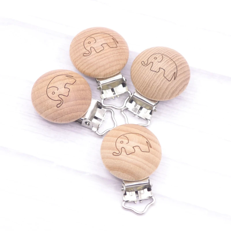 Clips de madera para chupete de beb&eacute;, accesorios para cochecito, juguetes para ni&ntilde;os peque&ntilde;os, collar de dentici&oacute;n, impresi&oacute;n, Clip para chupete infantil, regalo, 5 uds.-5