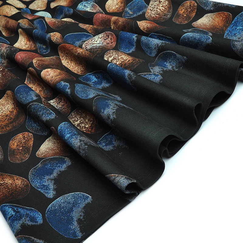 

AELESEEN High Quality Elegant Women Dress V-Neck Spring Autumn Long Sleeve Contrast Color Printed Blet Ball Gown Party Dresses