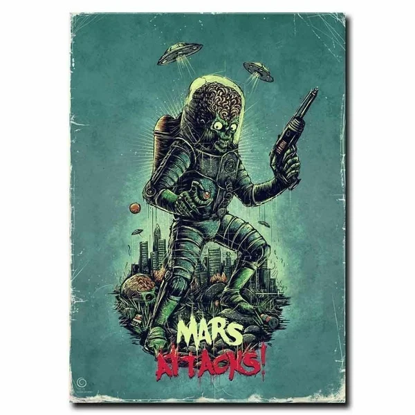 Mars атак постер фильма Оловянная металлическая табличка стены искусства|Таблички