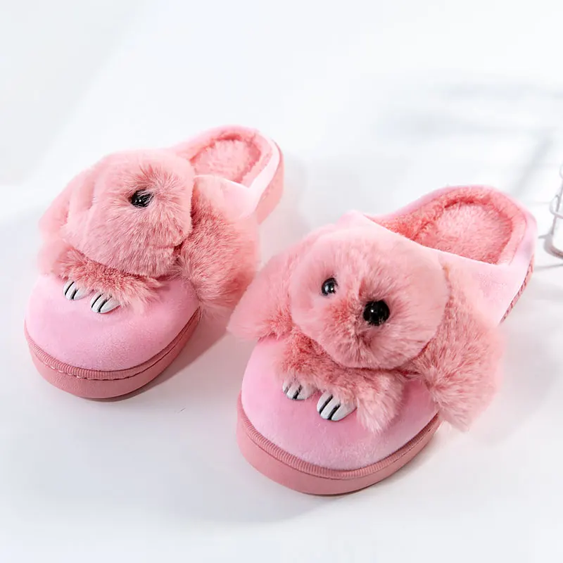 Pink Домашние тапочки; женская обувь; плюшевые домашние тапочки из хлопка с кроликом; удобная теплая зимняя обувь; домашние тапочки; мягкая повседневная женская обувь - Цвет: Pink