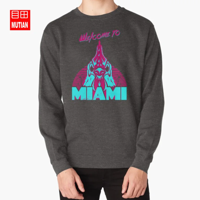 darkgrey-sweatshirt Добро пожаловать в Майами-I-Ричард толстовки с капюшоном и свитшоты «Горячая линия» Майами маска в виде курицы Ричард видеоигры 80s восьмидесятых - Цвет: darkgrey-sweatshirt