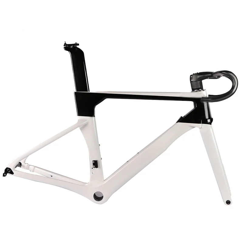 white frame bar Модель AEROSIX карбоновая рама для дорожного диска, дисковый тормоз, велосипедная рама, вилка, подседельный штырь с 5D Карбоновым рулем - Цвет: white frame bar