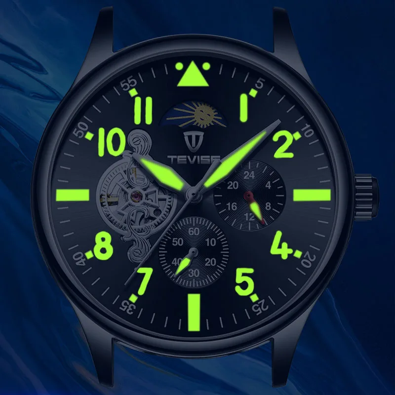 Роскошные Мужские автоматические механические часы из черной стали мужские