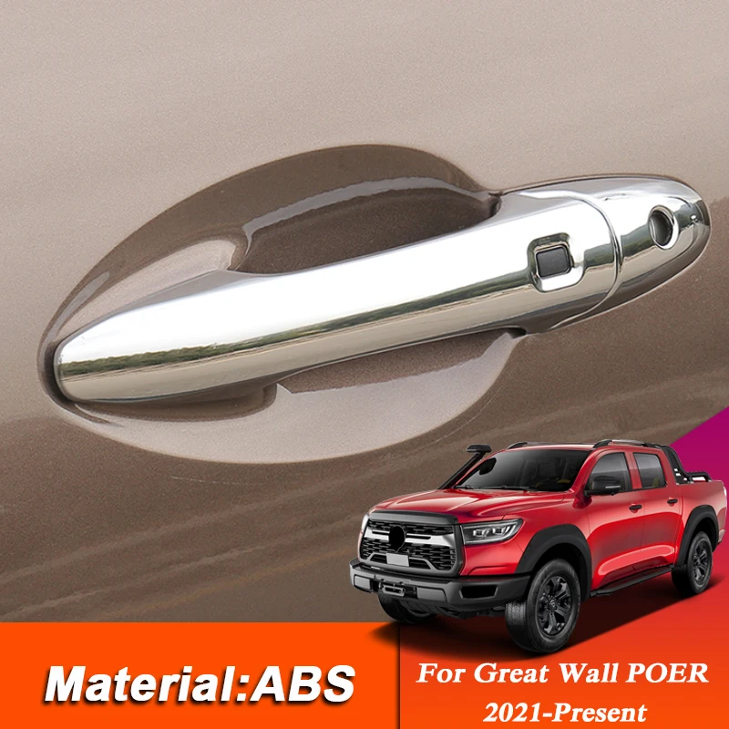 

For Great Wall POER Connon 2021-2022 Car Styling ABS Car Door Handle Cover Box Sequins Door Bowl Frame Auto Exterior Accessories