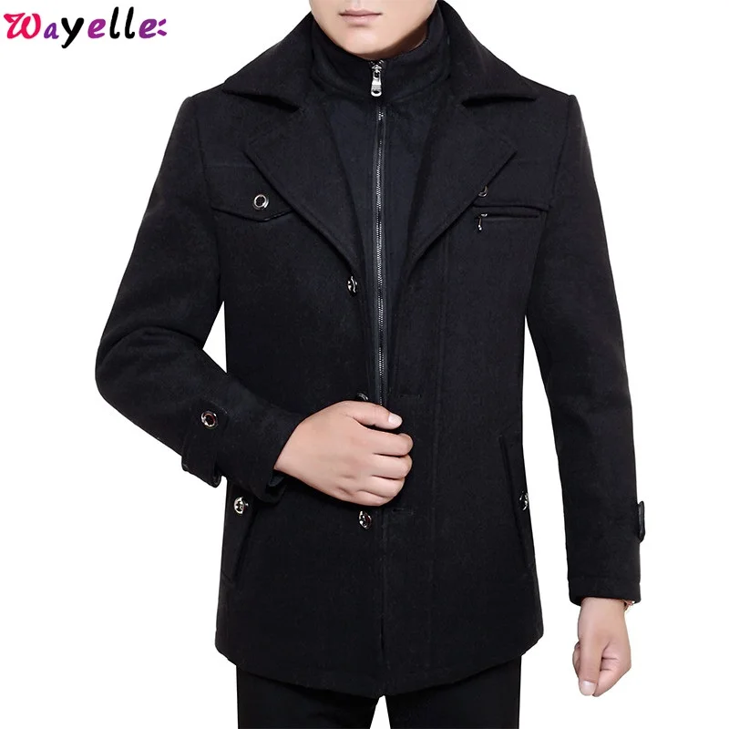 Мужское зимнее шерстяное пальто 2019 высокое качество Смарт Бизнес Стиль
