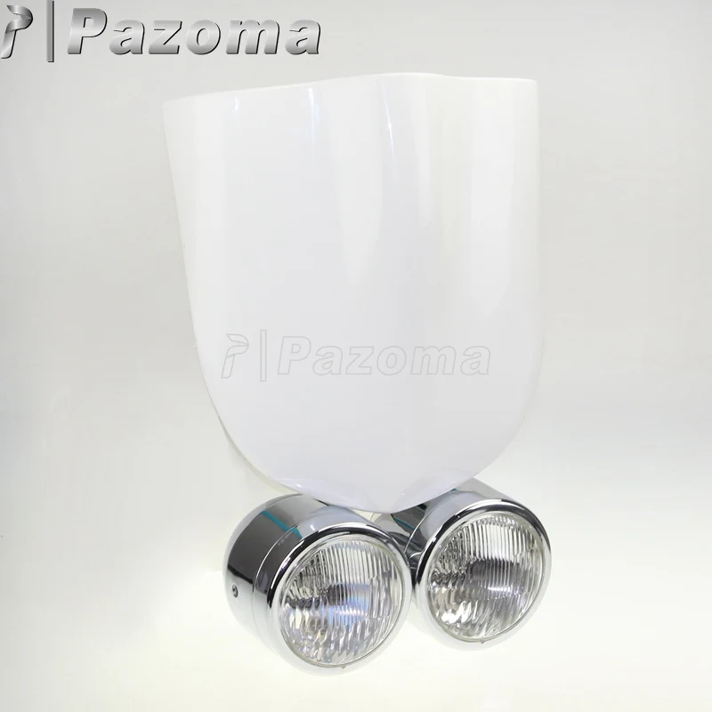 Chrome White 3,5 дюймов, фара с двойным доминатором H4 35 Вт, налобный фонарь с черным лобовым стеклом Buell, Стильный экран для Streetfighter MX XB12X XB12S XB12R XB-9 - Цвет: Chrome White
