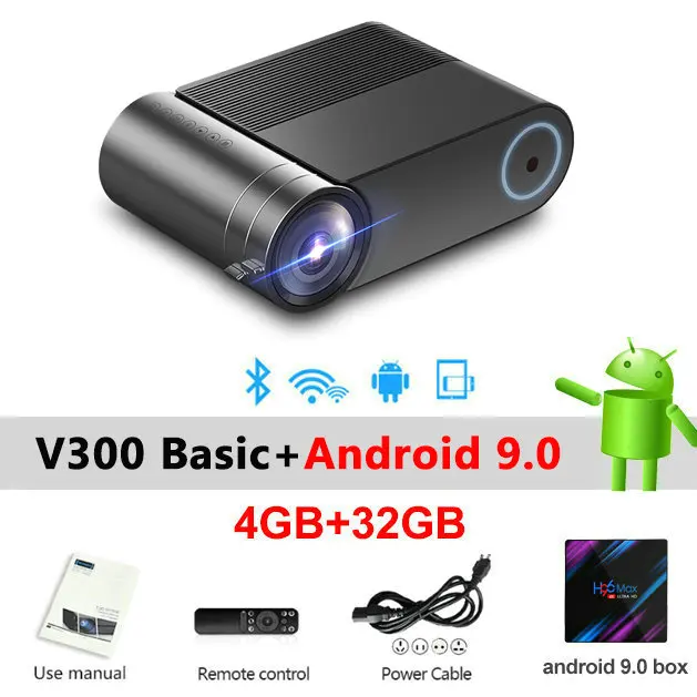 Android 9.0 32G VIVICINE 720p HD светодиодный проектор, опция Android 9,0 портативный HDMI USB 1080p домашний кинотеатр Proyector Bluetooth wifi мини светодиодный проектор - Цвет: Android 9.0 32G