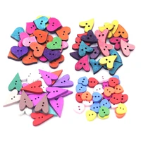 30pcs mixed painting wood sewing buttons 2 holes heart shape diy crafts scrapbook kidsclothes gift decor knitting accessories