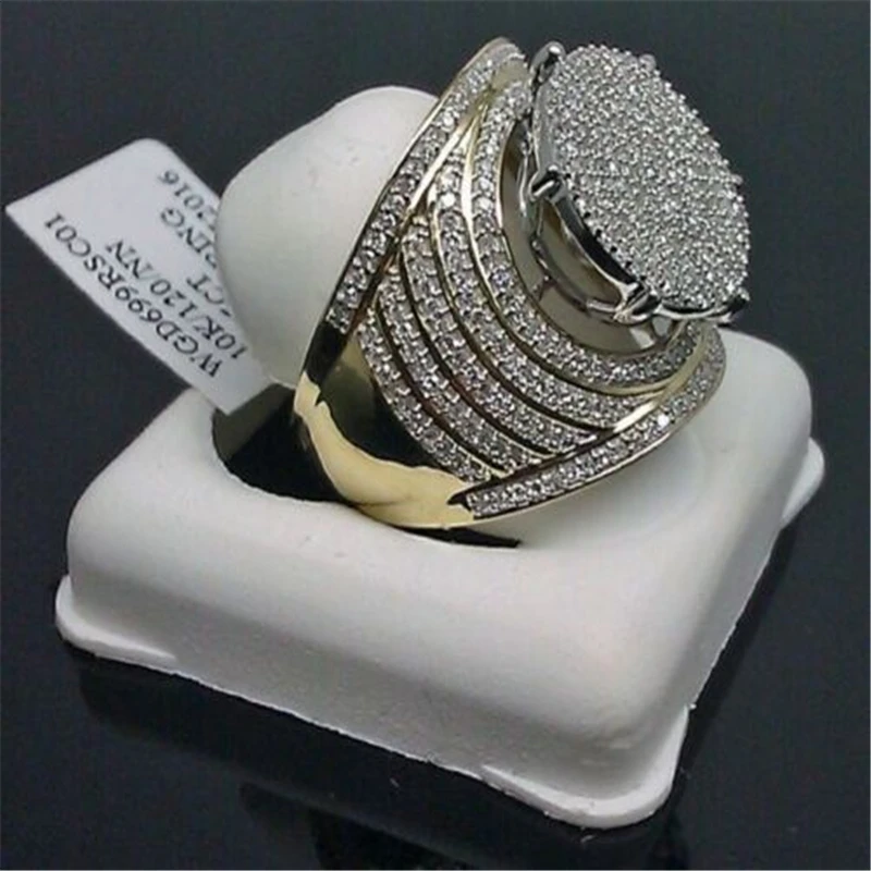 10K роскошное полное бриллиантовое микро кольцо для женщин Anillos Bizuteria свадебное
