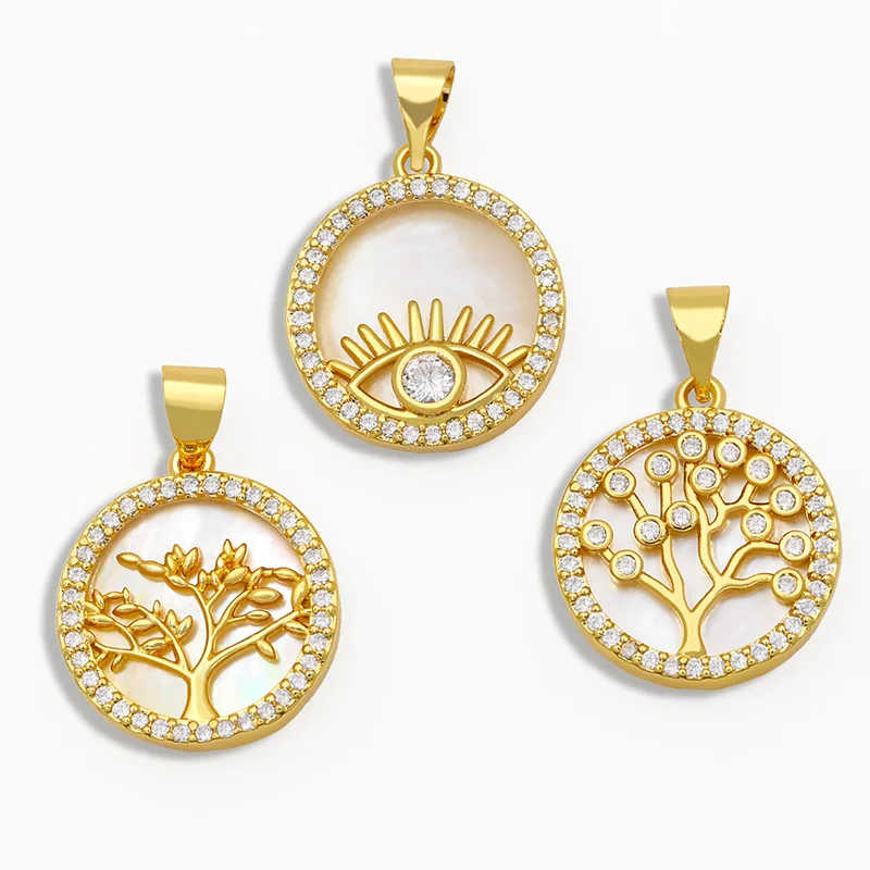 Круглый Кулон OCESRIO сделай сам с белым камнем подвеска деревом жизни от сглаза