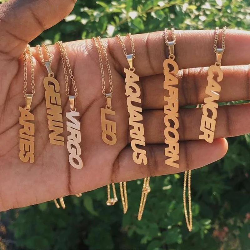 Колье из нержавеющей стали с 12 созвездиями и буквами подвески в виде знаков