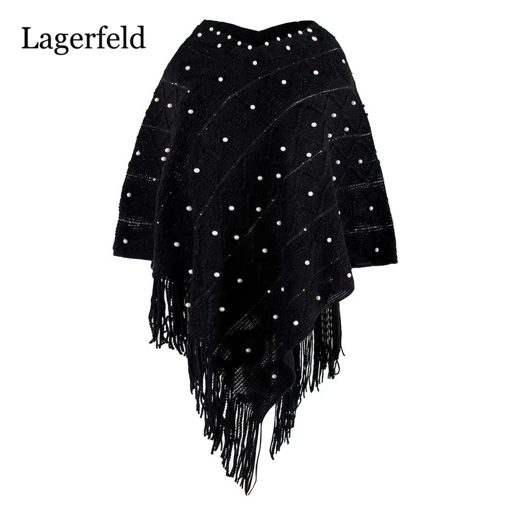 Женская вязаная накидка однотонная кашемировая с кисточками жемчужное Пальто