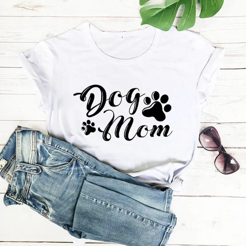 

Cut Paw Best Dog Mom New Arrival Funny t Shirts 100%Cotton Dog Mama T shirt Pet Lover Tops Gift For Dog Mom Fur Mama Tees