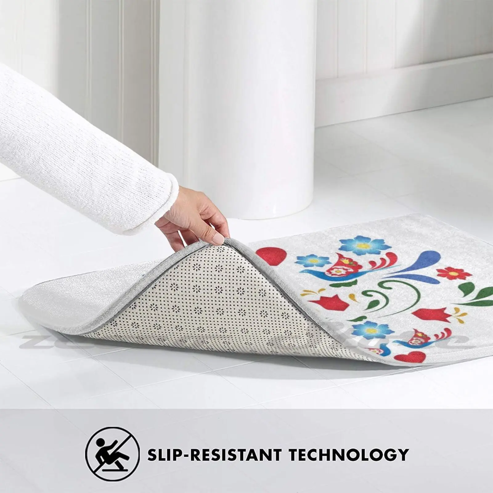 Мягкий коврик для прихожей с птицами и цветами нескользящий поглощения воды в