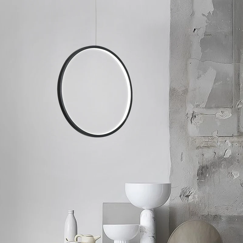Modern Hanging Circle Round Pendant Light Creative Vertical Ring Pendant Lamp for Dining Room Office Simple Lighting Fixture enlarge