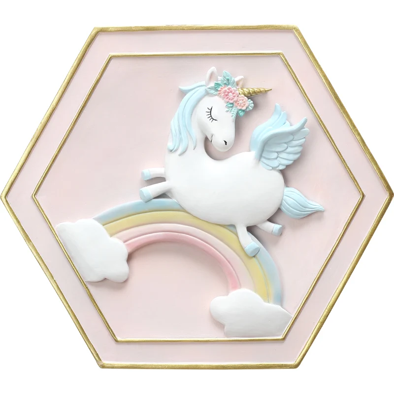 

Nordic Unicorn Stereo Relief Wall Decor Resin 3D Art Animals Wall Hanging Living Room Contracted Background R2820