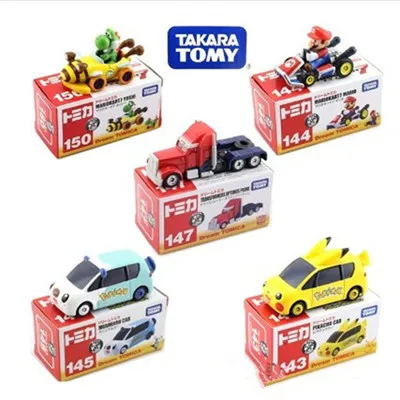 

Новые экшн-фигурки TAKARATOMY Kawaii Pokmon Аниме периферийные автомобили Pikachu Optimus Prime Super Mario Bros. Модель автомобиля из сплава