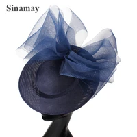 women mesh topper big bow fascinators solid black hat headband hair clip for women cocktail tea party hat wild hair accessory