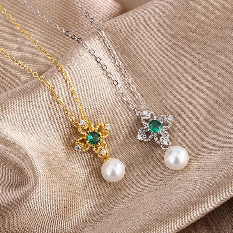 

Корейское ожерелье из стерлингового серебра S925 пробы с подвеской из искусственного жемчуга