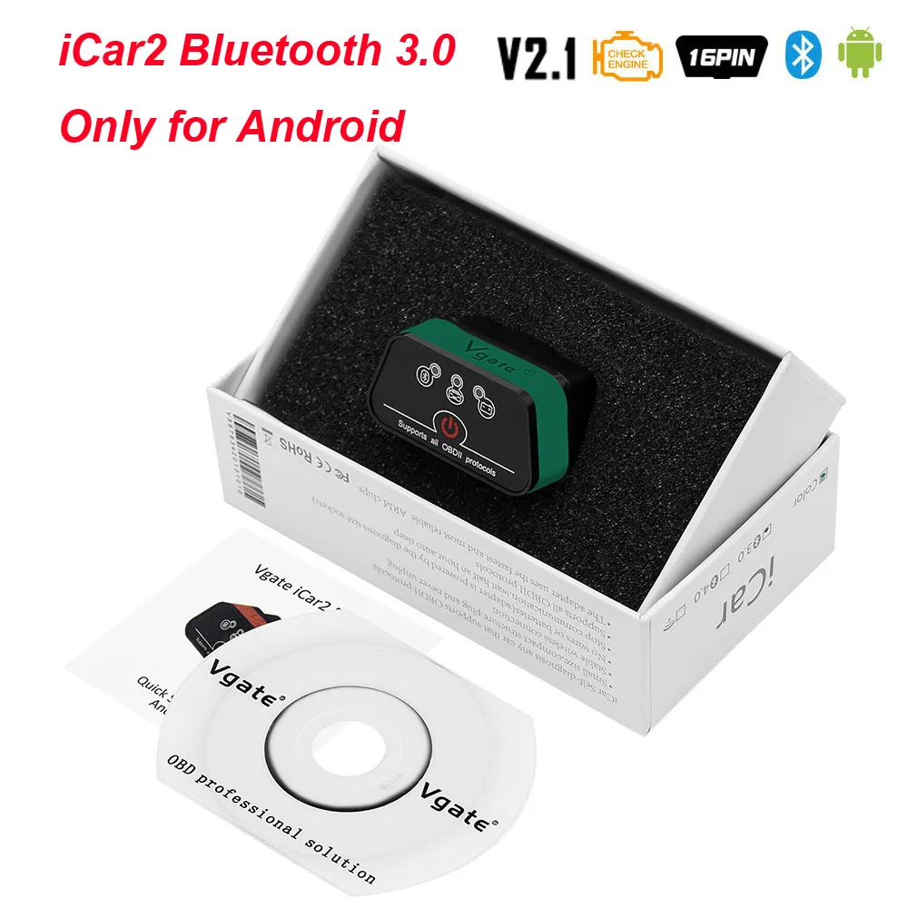 Green Bluetooth 3.0 Vgate iCar2 ELM327 V2.1 для Android/IOS OBD2 wifi Bluetooth сканер elm 327 V2.1 OBD 2 OBD2 автомобильный диагностический инструмент Easydiag - Цвет: Green Bluetooth 3.0