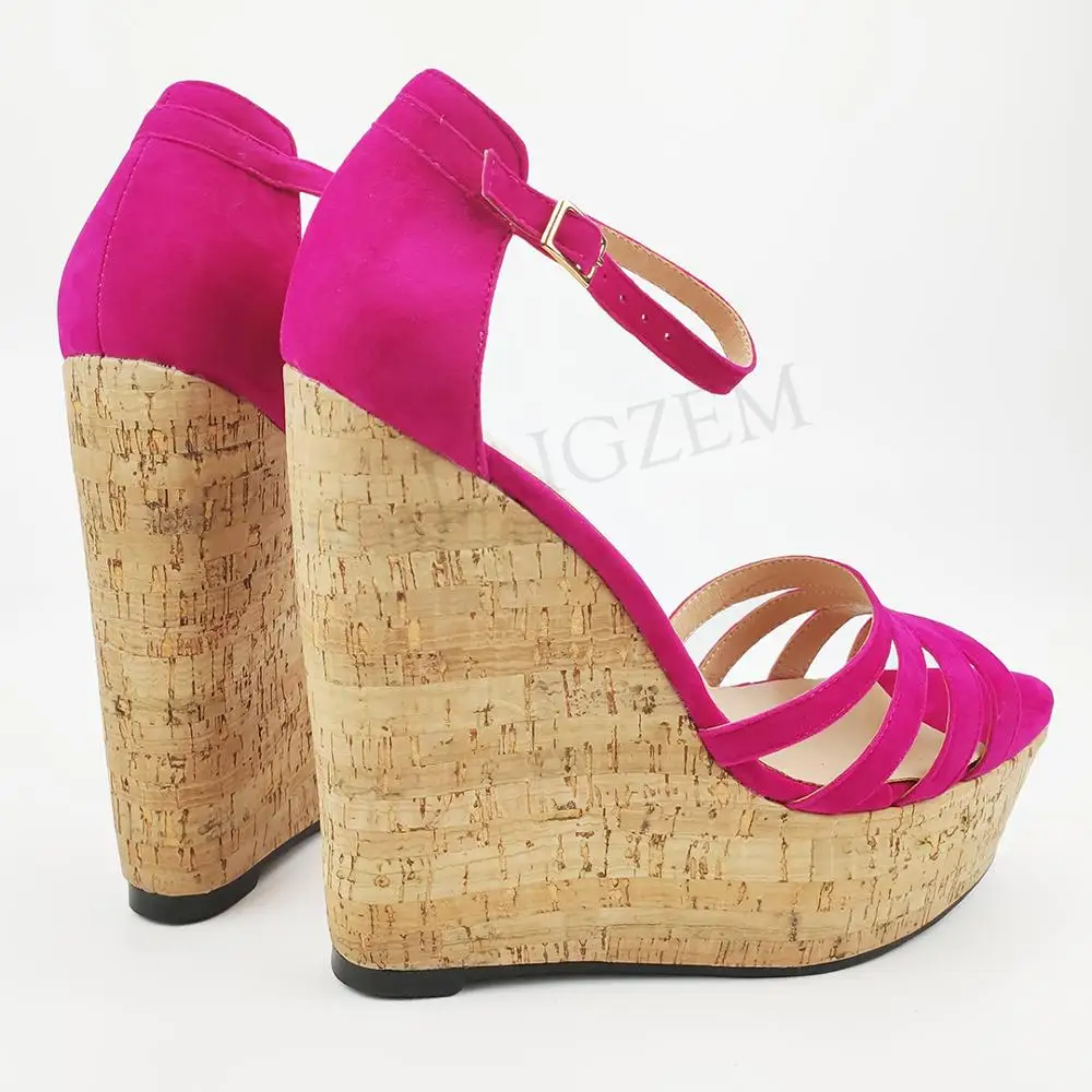 LAIGZEM CHIC Women Sandals Platform Wedges High Heels Party Pumps Faux Suede Shoes Woman Sandalias Verano Large Size 34 43 44 52 | Обувь