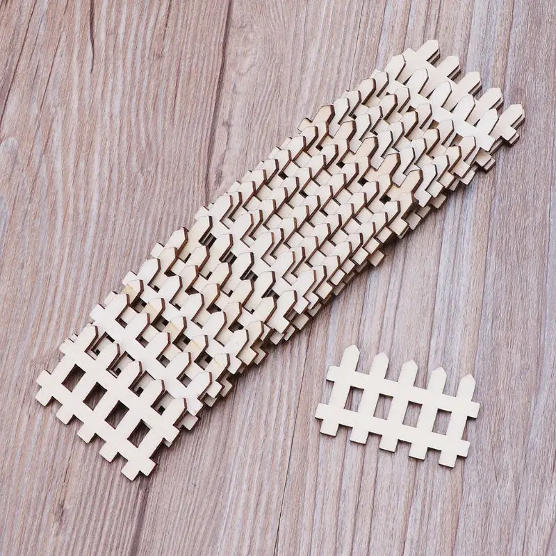 

25pcs Cut Wooden Fence Embellishment Wooden Shape Craft Wedding Deco D7WE