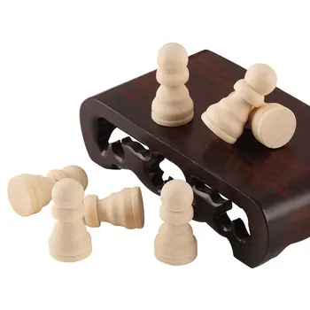 9Pcs/set Wooden Dolls Wood Color Chess Wooden Chess Pieces Children's Educational Board Game 4