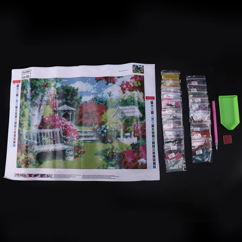 Акция! Полностью круглая алмазная живопись пейзаж сад цветок квадратные стразы
