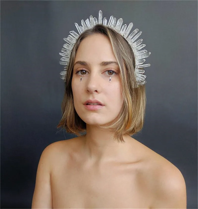 

Crystal Crown Wedding Crown Crystals Tiara Witch Wedding Bride Moon Moonchild Fairytale Clear Quartz White Witch