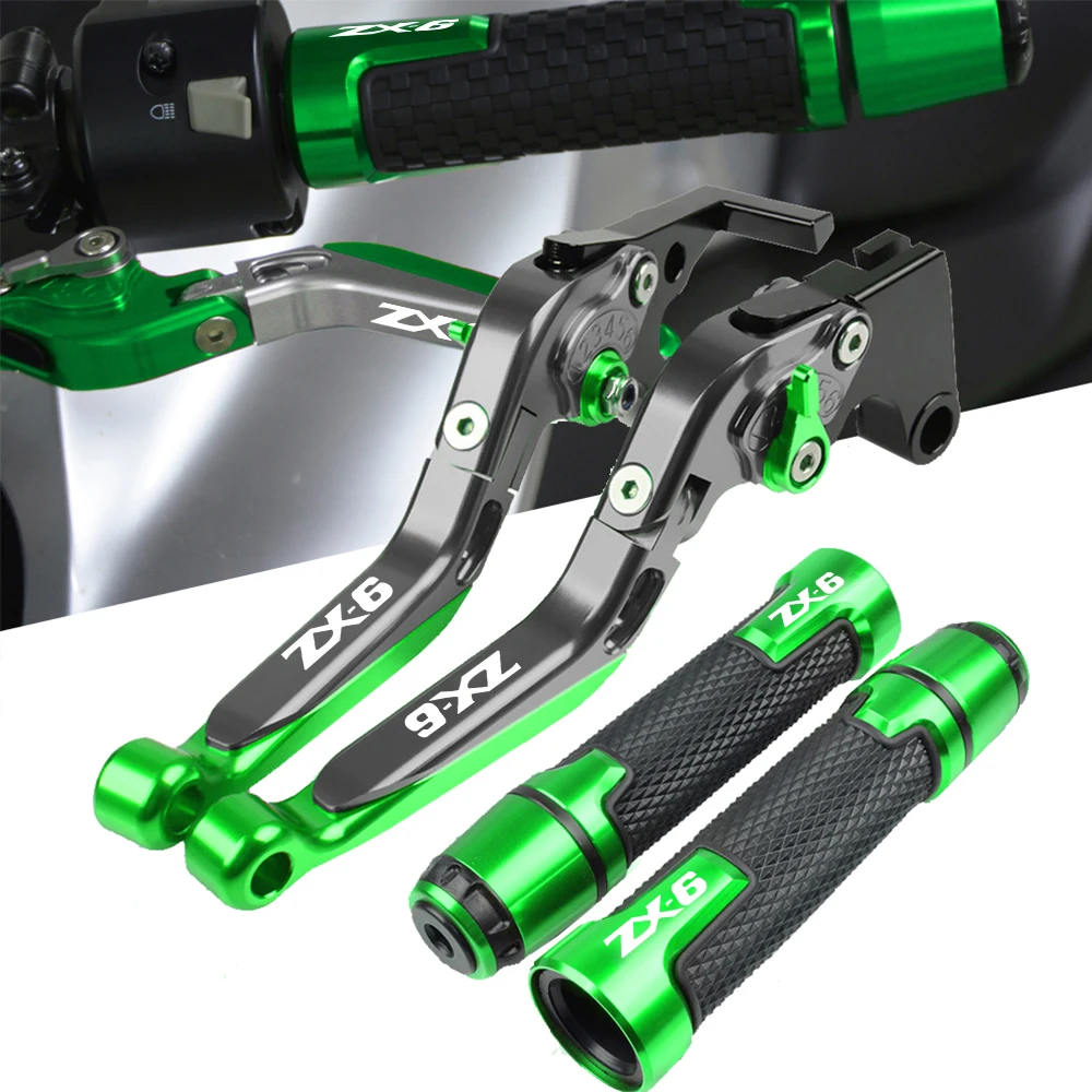 

For kawasaki ZX-6 ZX6 ZX 6 1990 1991 1992 1993 1994 1995 1996 1997 1998 1999 Brake Clutch Lever & Handlebar Grip End CNC levers