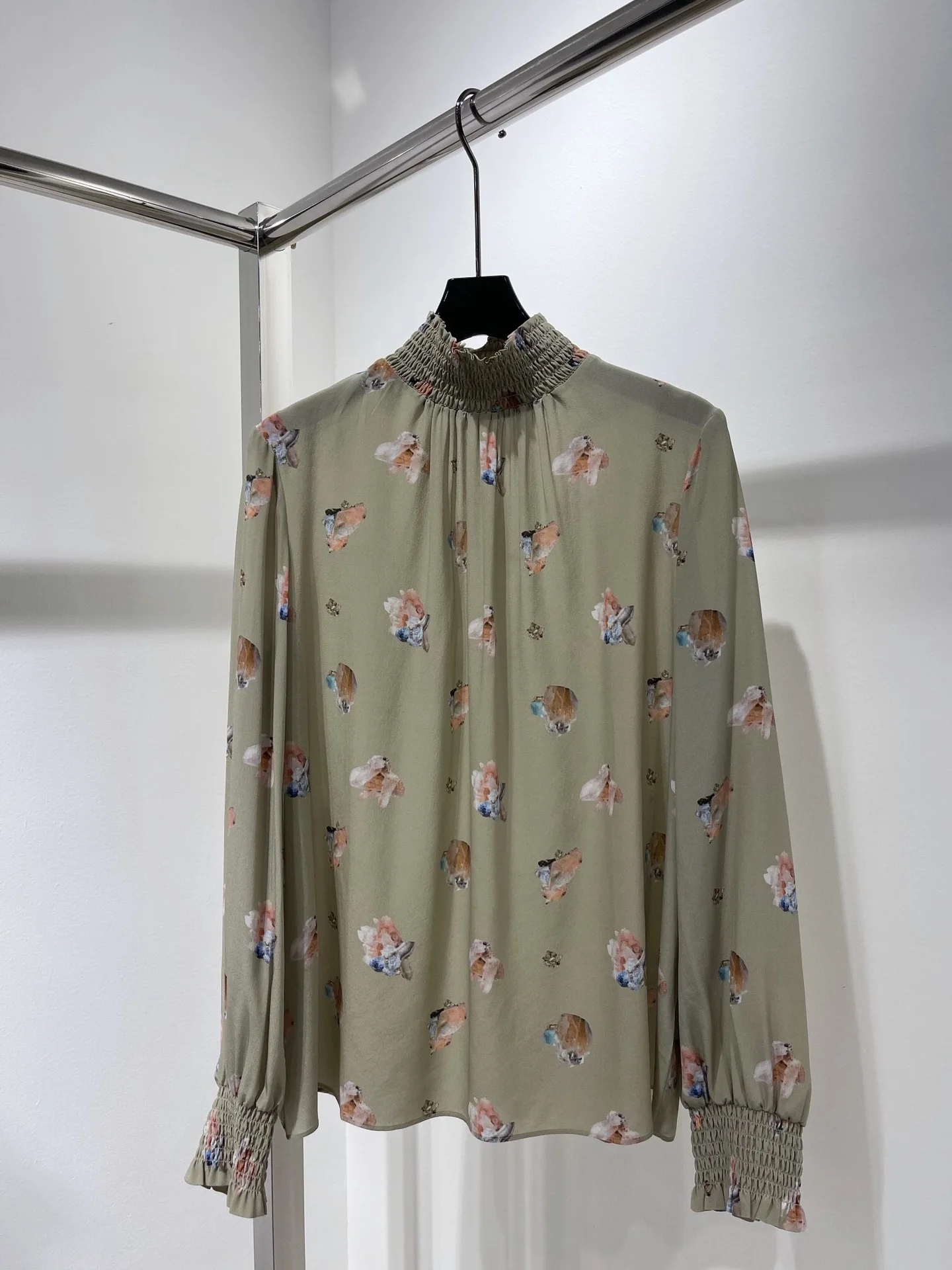 

fashion women 2021 new long-sleeved sexy casual printed silk top 0320