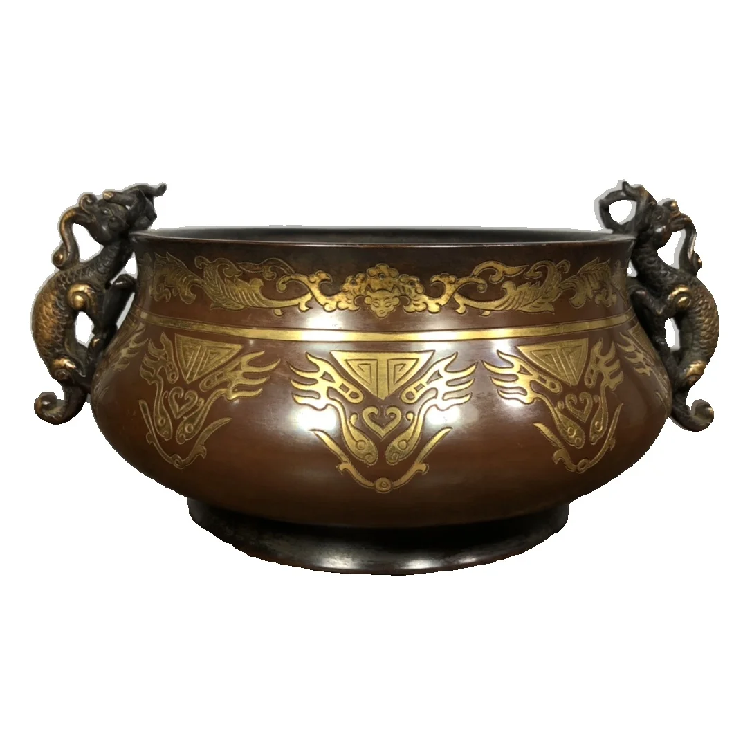 

Laojunlu печь с ушками из фиолетовой меди и Золотого Дракона, Античная бронзовая коллекция шедевров в традиционном китайском стиле