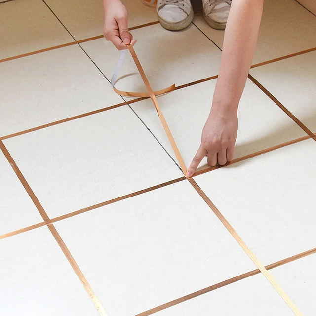 Ceramic Tile Mildewproof Gap Tape Tile Gap Sealing Tape Waterproof Foil Strip Silver Golden Rims PW 10