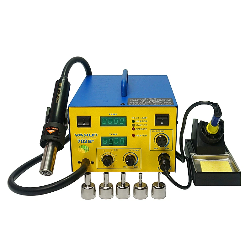 

YAXUN YX-702B+ smd bga soldering rework station soldering iron 220V 110V with 5 nozzles