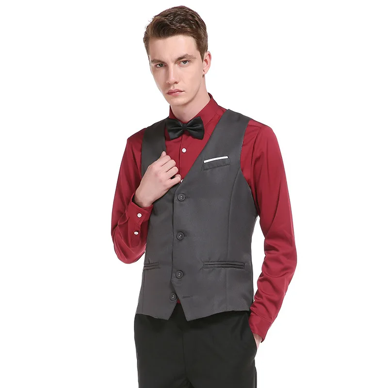 

New Business Fashion Chest Color Matching Single Row Three Buttons Men's Gentleman Suit Vest Suit Vest Wedding Waistcoat Weste