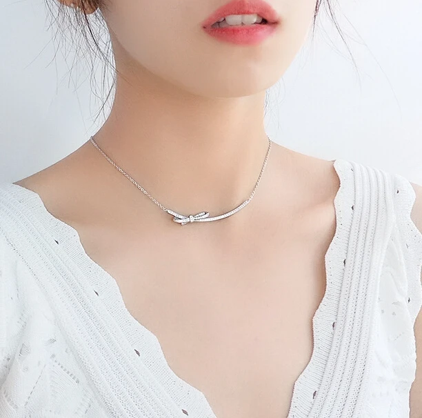 ZAKOL романтическое длинное ожерелье с бабочкой из белого кубического циркония