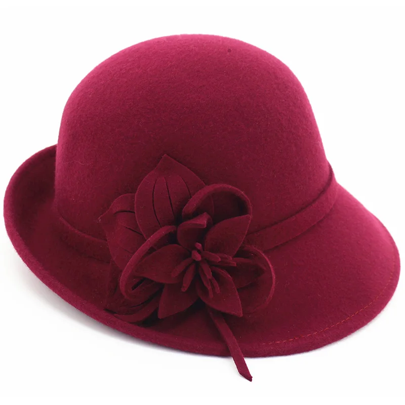 

Шапка женская осенняя, из чистой шерсти, с цветами