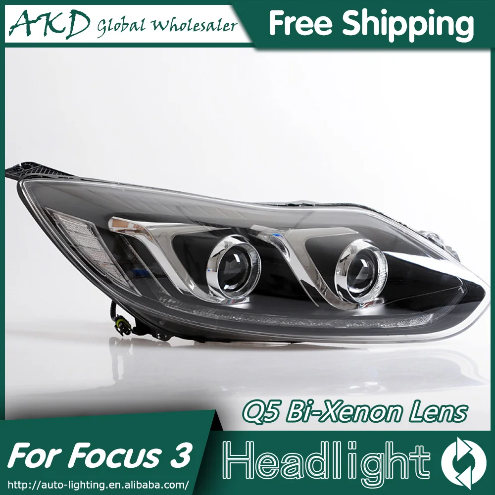 AKD автомобильный Стайлинг фары для Ford Focus 2012-2014 3 СВЕТОДИОДНЫЙ DRL биксеноновый