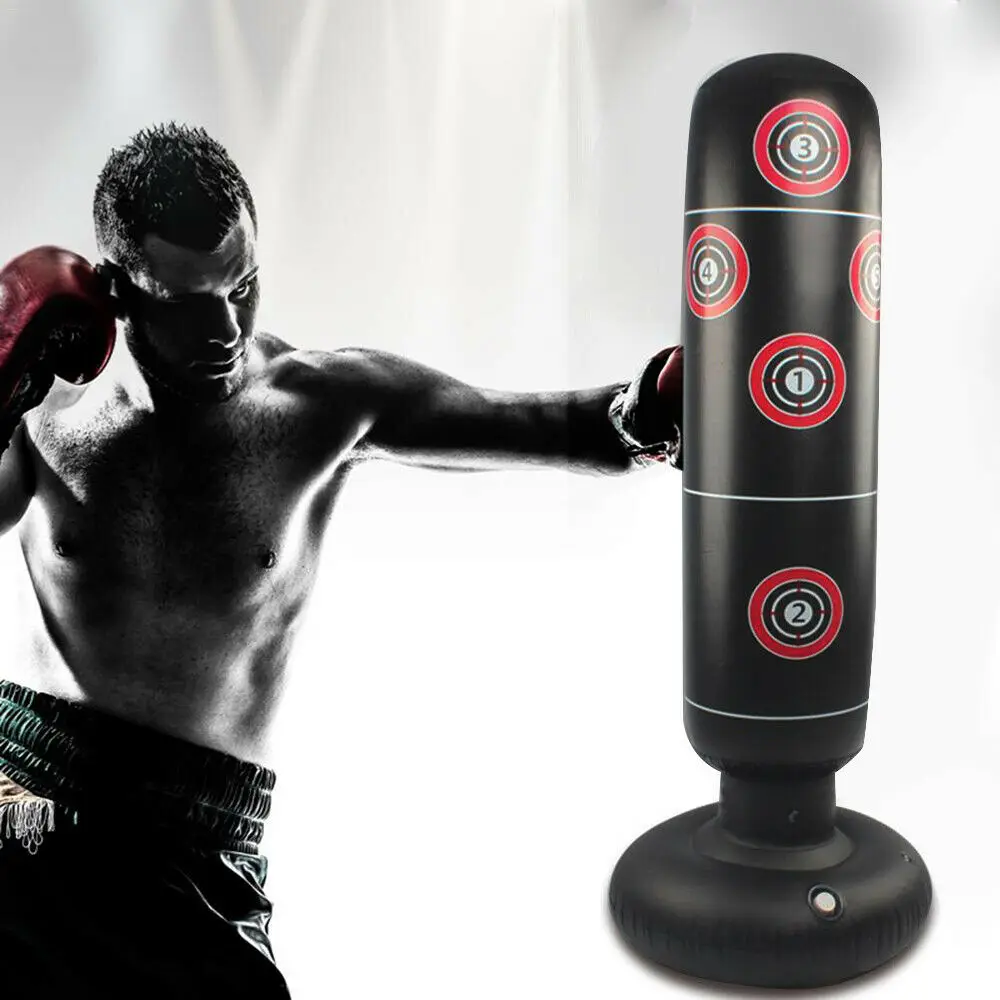 Inflatable Boxing Punching Bag Free Standing Post Column Adult Kids Fitness Training Equipment | Спорт и развлечения