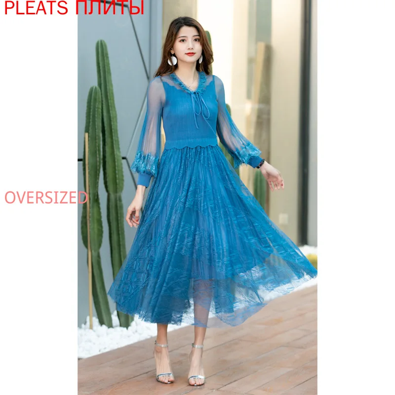 

Высококачественное женское модное платье, дамские стильные шифоновые платья 2021, летнее новое платье Miyake со складками, Vestidos, летнее платье ...