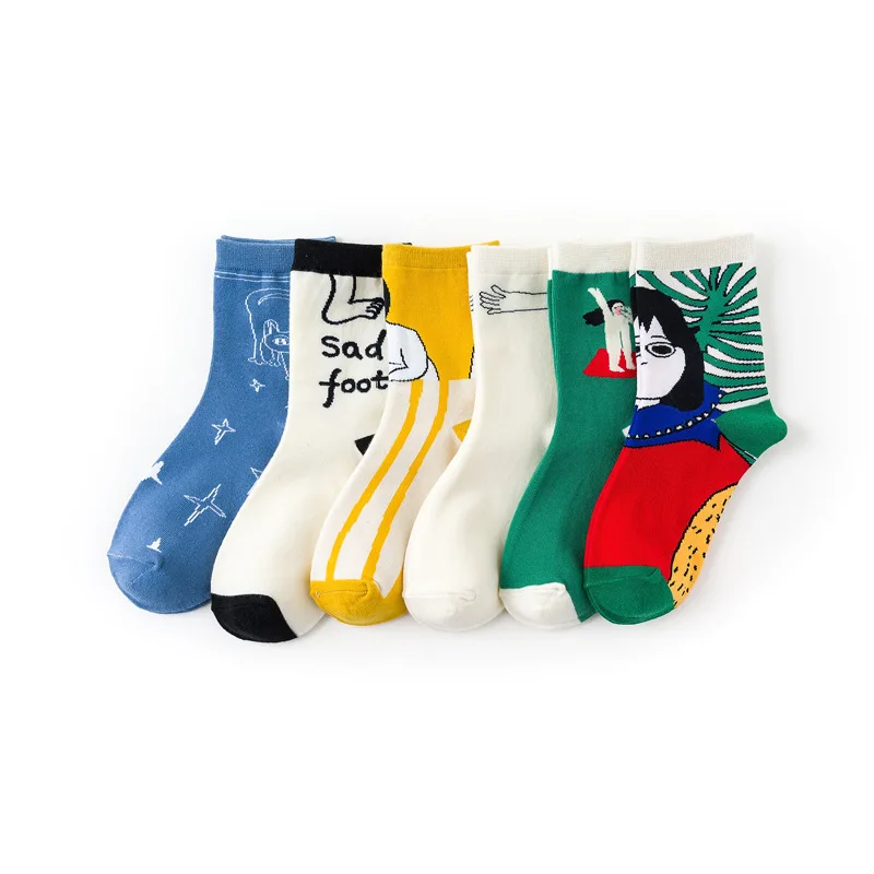 

Cartoon Funny Kawaii Ladies Casual Socks Sweet Art Cute Women Short Socks Lady Happy Cotton White Socks Female
