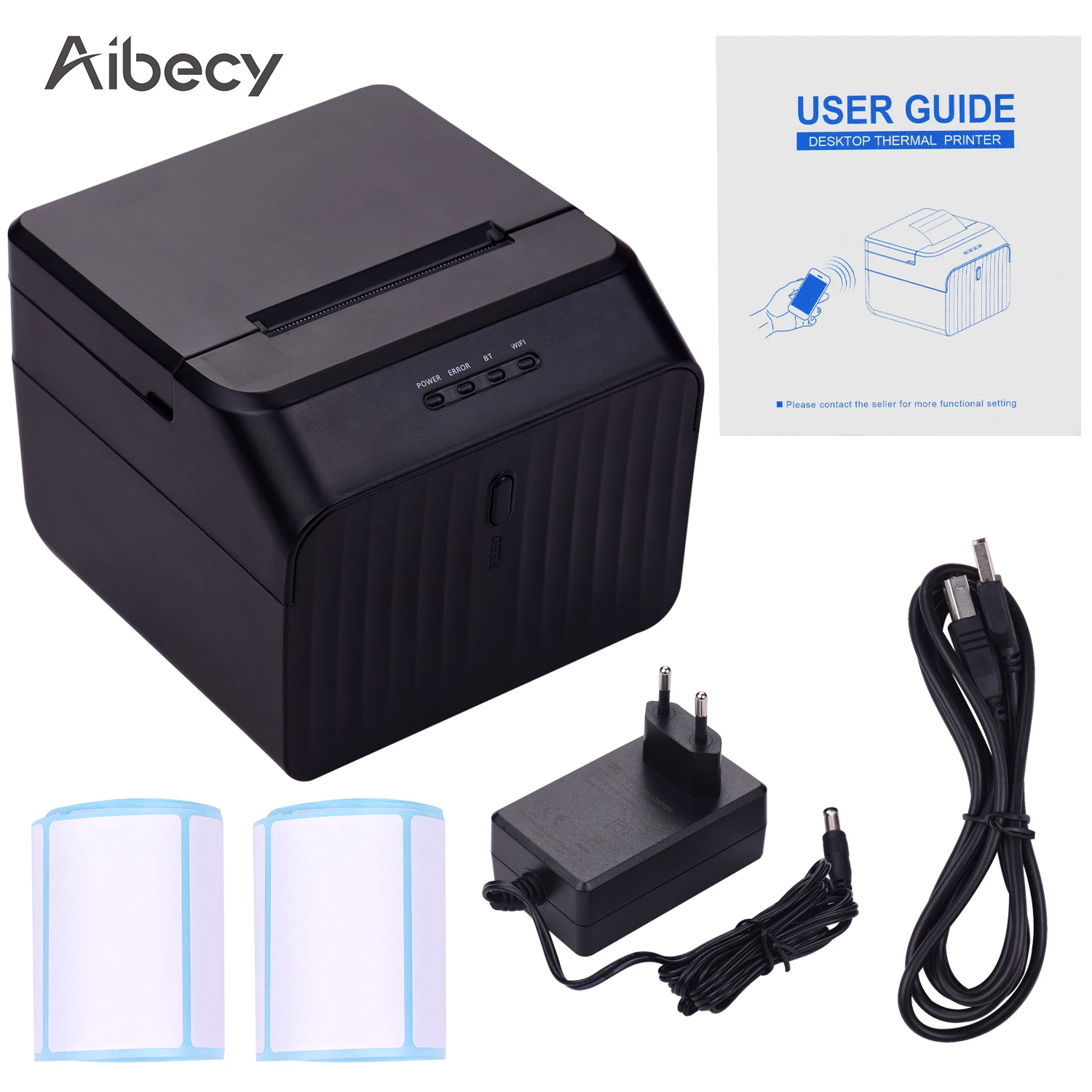 Aibecy 58 мм настольный Термопринтер для этикеток проводной принтер штрих-кодов USB