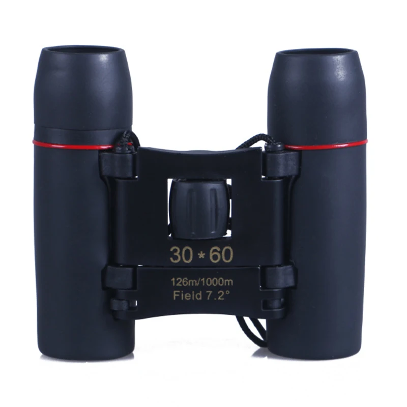 

30 X 60 Zoom Binoculars Portable Mini Red Membrane Binoculars Telescope Day Night Vision With A Black Carry Bag